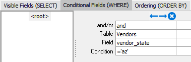 The where clause. From the vendors table, vendor state has been added with the condition equal to a z.